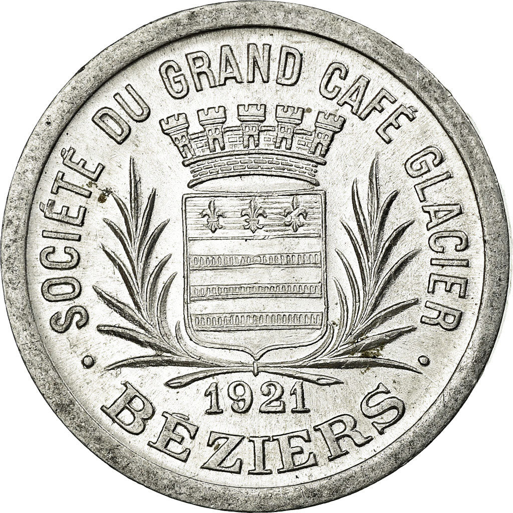 Münze, Frankreich, Société du Grand Café-Glacier, Béziers, 25 Centimes