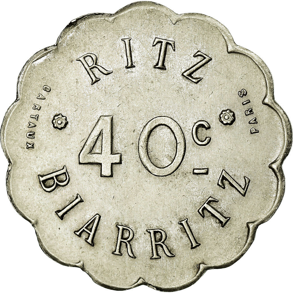 Coin, France, Ritz, Biarritz, 40 Centimes, AU(55-58), Maillechort, Elie:35.3
