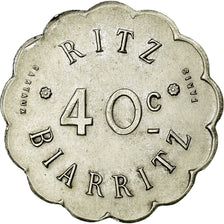 Coin, France, Ritz, Biarritz, 40 Centimes, AU(55-58), Maillechort, Elie:35.3