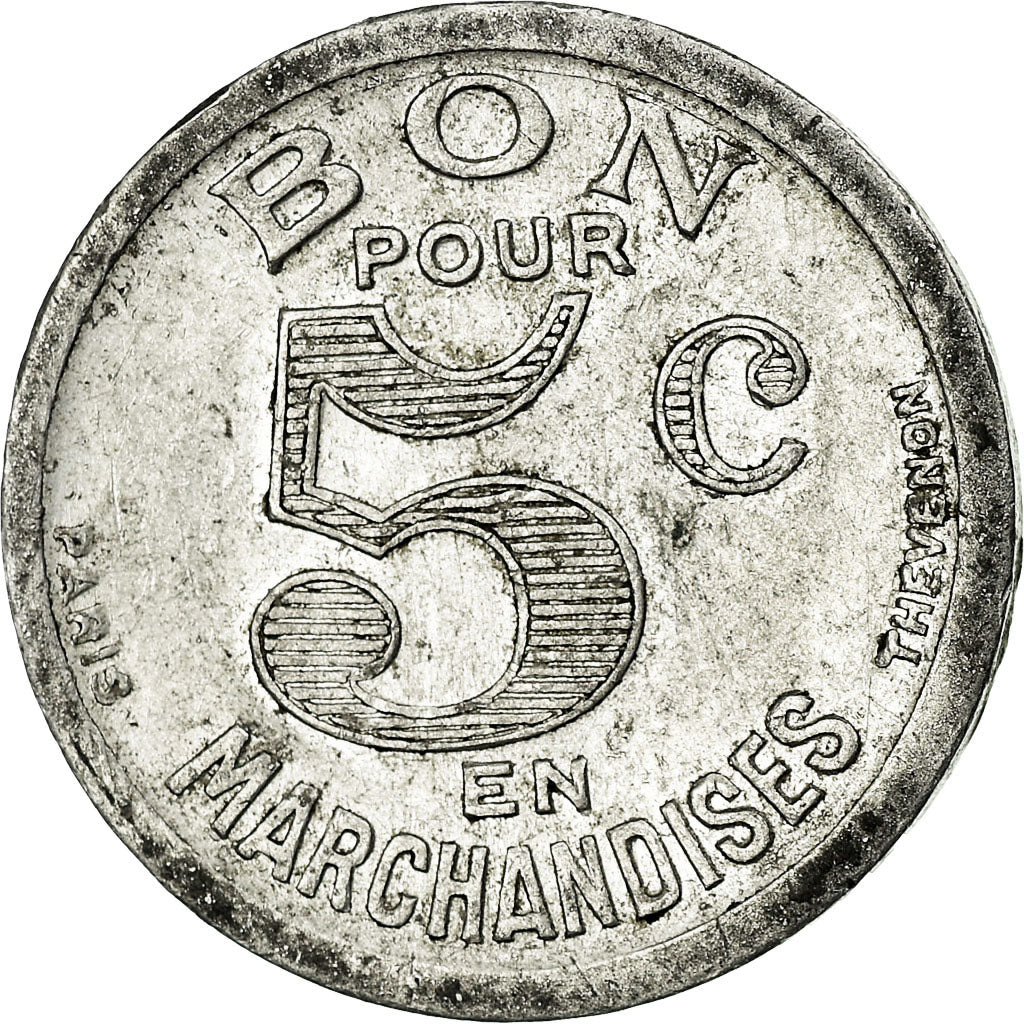 Coin, France, Epicerie DALIDET, Cognac, 5 Centimes, 1922, AU(50-53), Aluminium