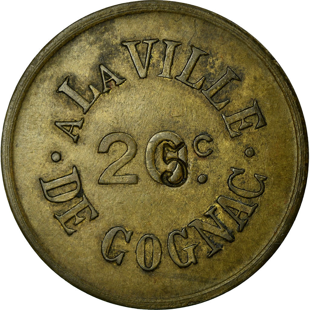 Moneta, Francja, A la Ville de Cognac, Cognac, 25/0 Centimes, AU(50-53), Mosiądz