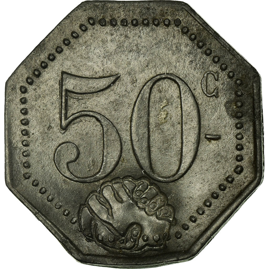 Moneta, Francja, Cantine GIRARD, Cholet, 50 Centimes, Undated, AU(50-53), Cynk