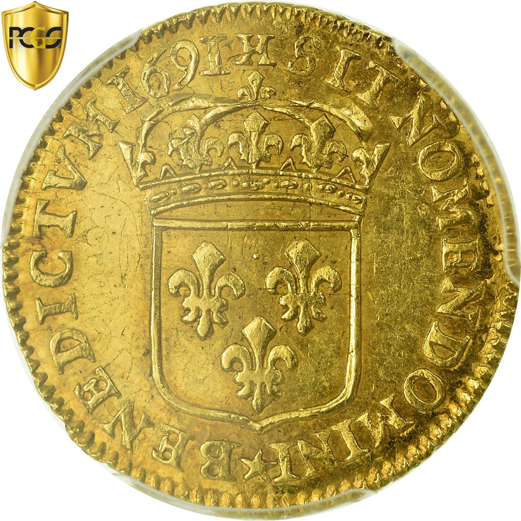 Monnaie, France, Louis XIV, 1/2 Louis d'or à l'écu, 1691, La Rochelle, PCGS