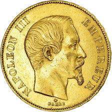 Coin, France, Napoleon III, 50 Francs, 1855, Strasbourg, Rare, AU(50-53), Gold