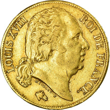 Moneda, Francia, Louis XVIII, 20 Francs, 1817, Lille, MBC, Oro, KM:712.9