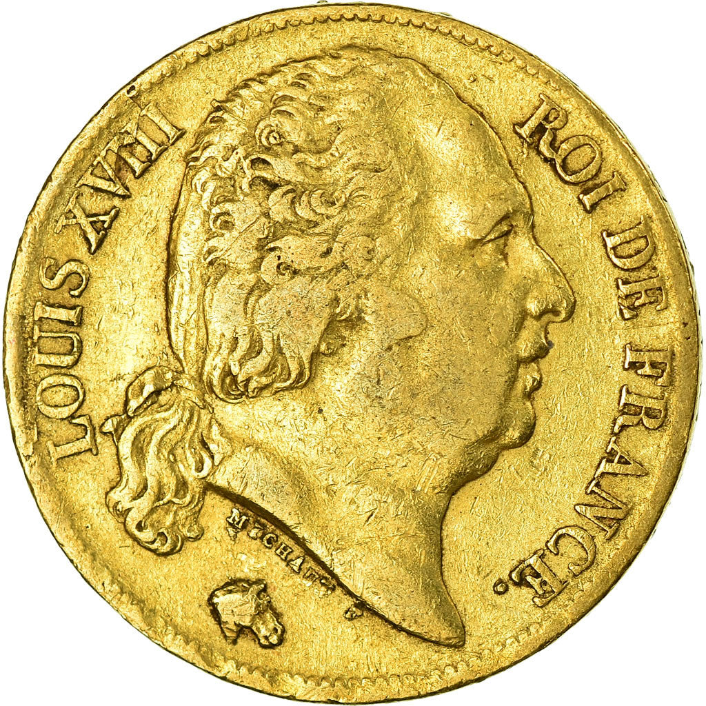 Coin, France, Louis XVIII, 20 Francs, 1819, Lille, EF(40-45), Gold, KM:712.9