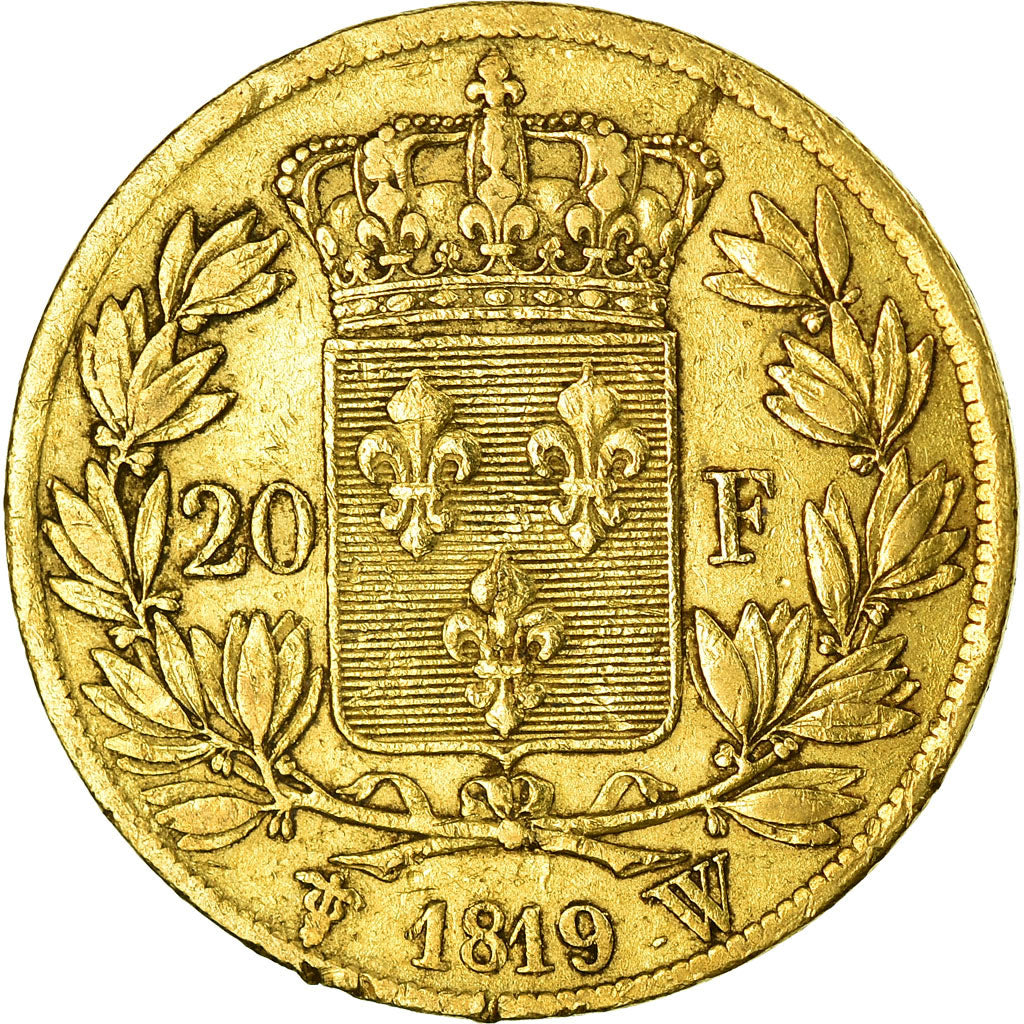 Coin, France, Louis XVIII, 20 Francs, 1819, Lille, EF(40-45), Gold, KM:712.9