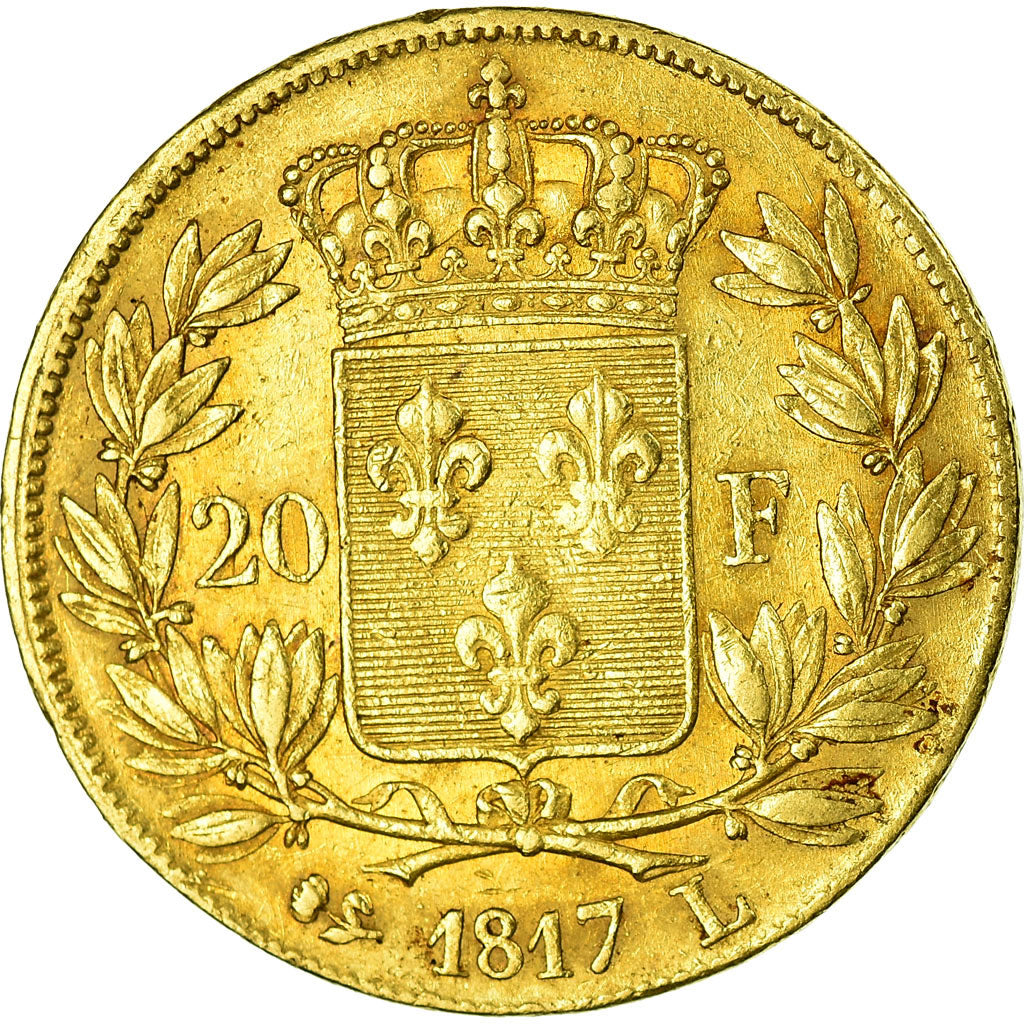Moeda, França, Louis XVIII, 20 Francs, 1817, Bayonne, EF(40-45), Dourado