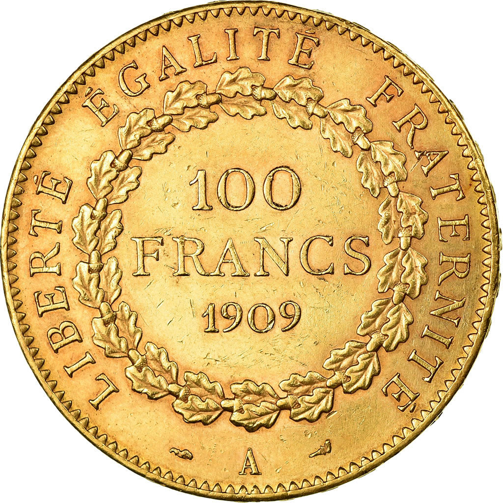 Moneda, Francia, Génie, 100 Francs, 1909, Paris, EBC, Oro, KM:858