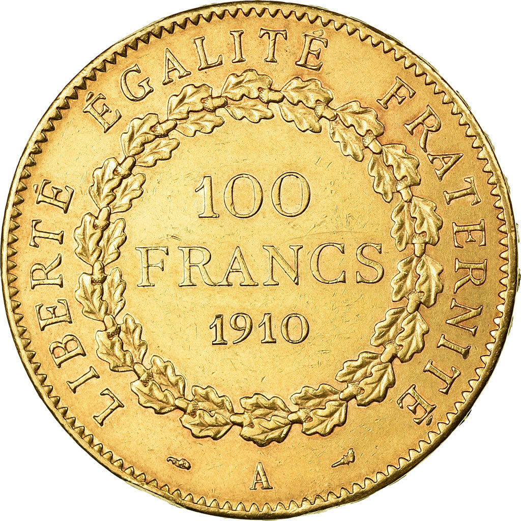 Moeda, França, Génie, 100 Francs, 1910, Paris, AU(50-53), Dourado, KM:858