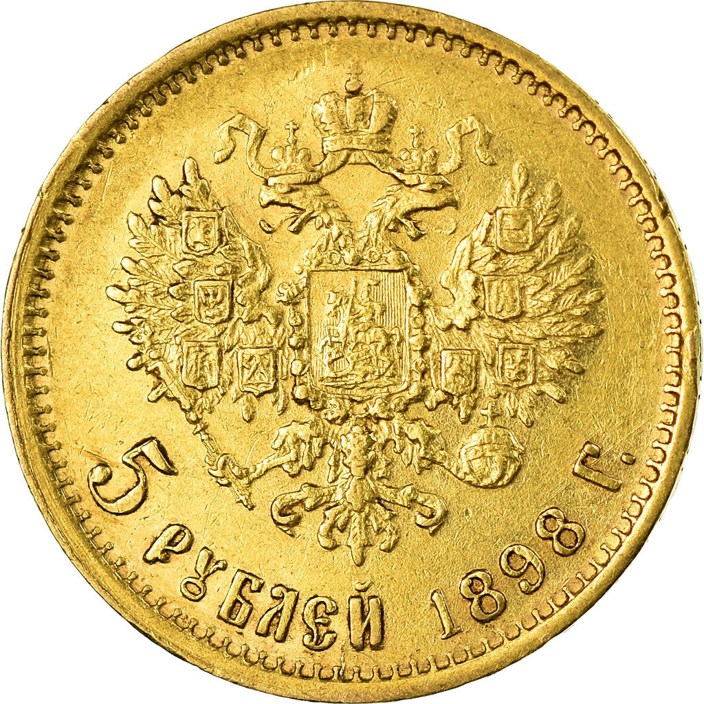 Moeda, Rússia, Nicholas II, 5 Roubles, 1898, St. Petersburg, AU(50-53)