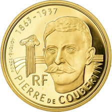 Monnaie, France, Albertville 92, Pierre de Coubertin, 500 Francs, 1991, Paris