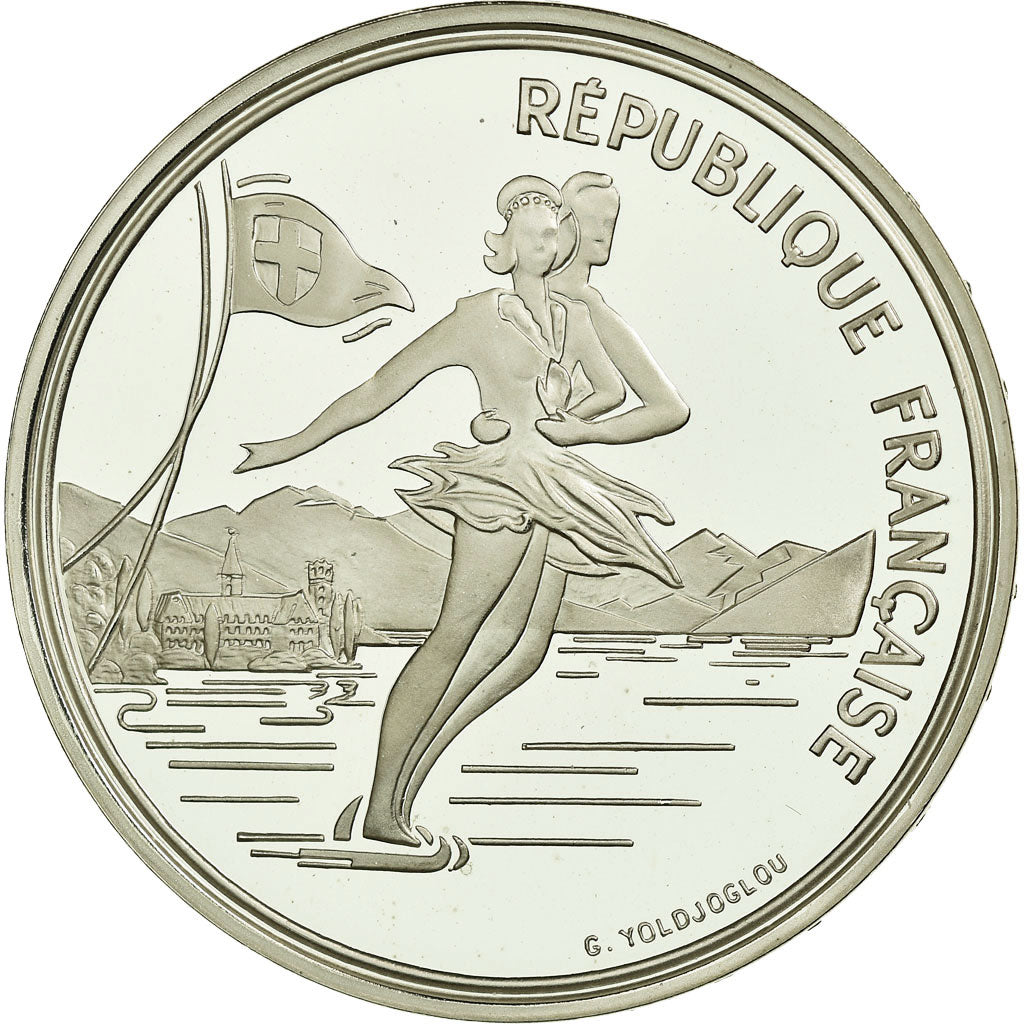 Monnaie, France, Patinage artistique, 100 Francs, 1989, Albertville 92, FDC