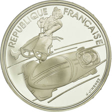 Coin, France, Bobsledding, 100 Francs, 1990, Albertville 92, MS(65-70), Silver