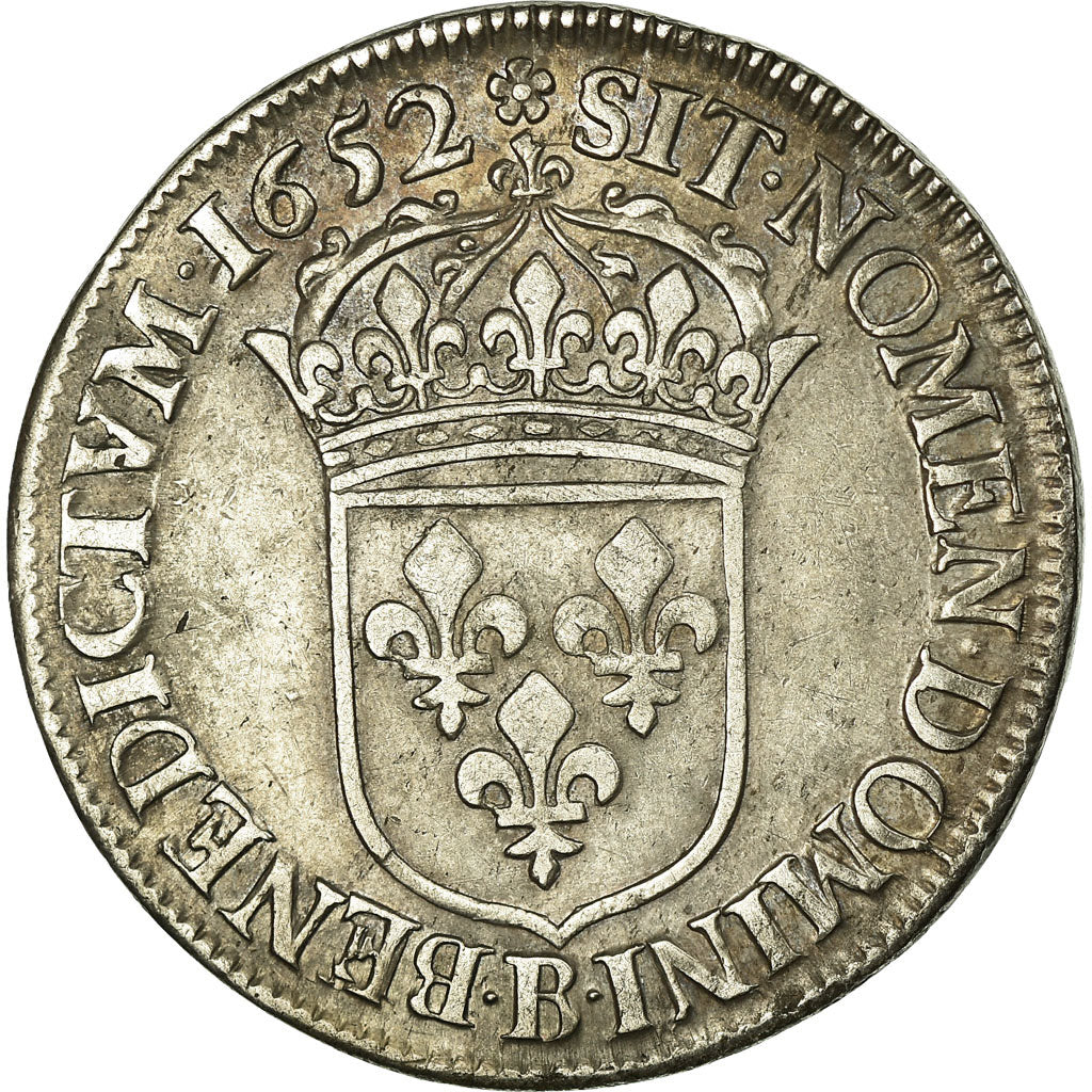 Munten, Frankrijk, Louis XIV, 1/2 Écu à la mèche longue, 1652, Rouen, ZF