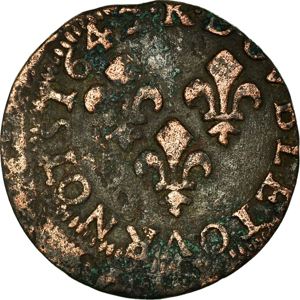 Münze, Frankreich, Louis XIII, Double Tournois, 1642, Bordeaux, S, Kupfer