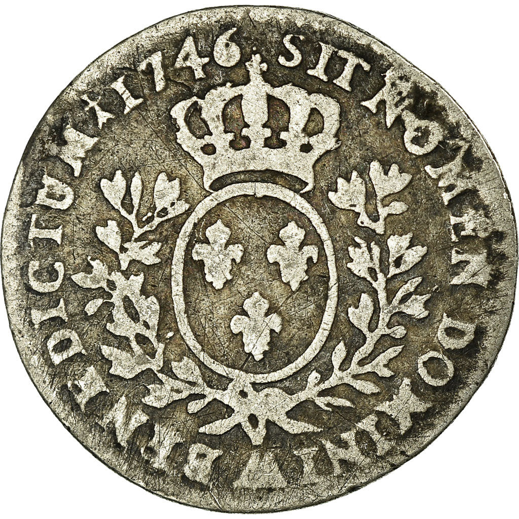 Monnaie, France, Louis XV, 1/10 Écu au bandeau, 1746, Metz, B+, Argent