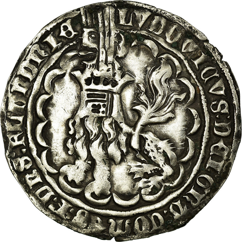 Coin, France, Flanders, Louis de Male, Double Gros, Gand, AU(50-53), Silver