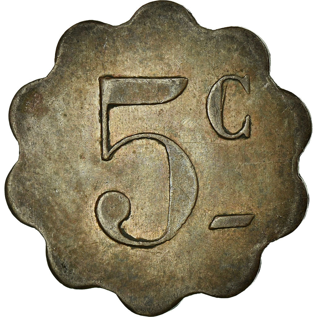 Munten, Frankrijk, Usine de Couëron, Couëron, 5 Centimes, ZF+, Koper