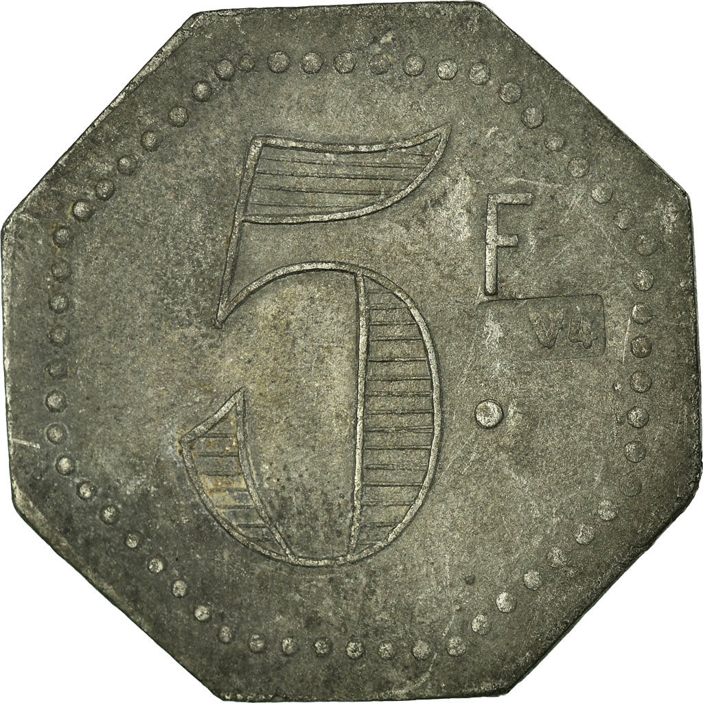 Coin, France, Société Coopérative, Couëron, 5 Francs, EF(40-45), Zinc