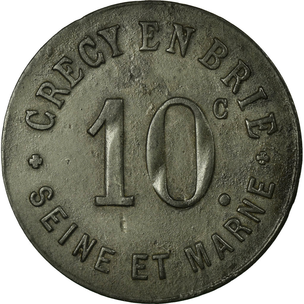 Moneta, Francia, Crécy-en-Brie, Crécy-la-Chapelle, 10 Centimes, BB+, Zinco