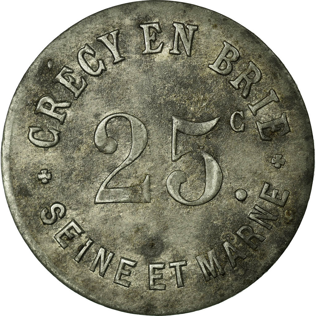 Monnaie, France, Crécy-en-Brie, Crécy-la-Chapelle, 25 Centimes, TTB, Zinc