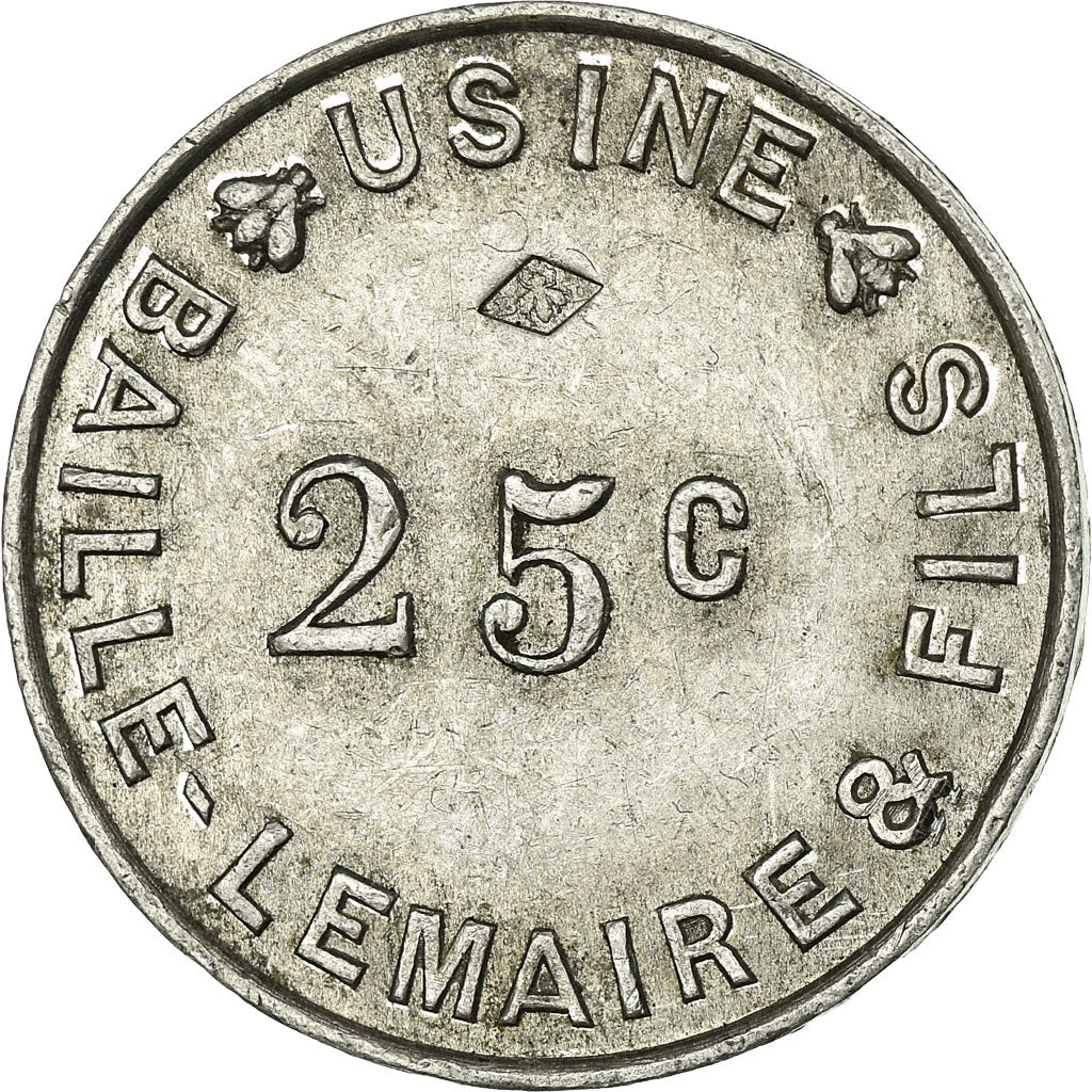 Moneta, Francja, Usine BAILLE-LEMAIRE, Crosne, 25 Centimes, Undated, AU(55-58)