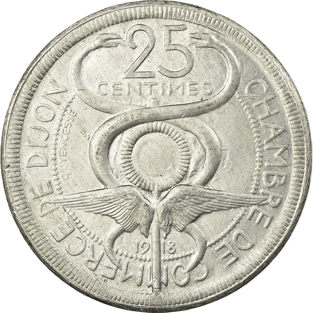 Coin, France, Chambre de Commerce, Dijon, 25 Centimes, 1918, AU(55-58)