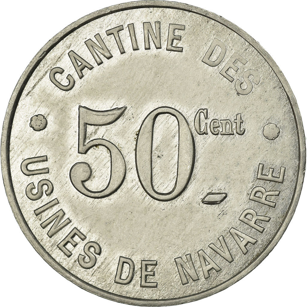 Coin, France, Cantine des Usines de Navarre, Evreux, 50 Centimes, MS(63)