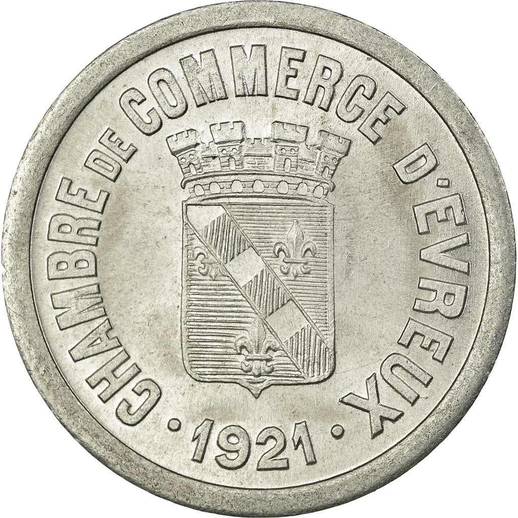 Coin, France, Chambre de Commerce, Evreux, 25 Centimes, 1921, MS(63), Aluminium