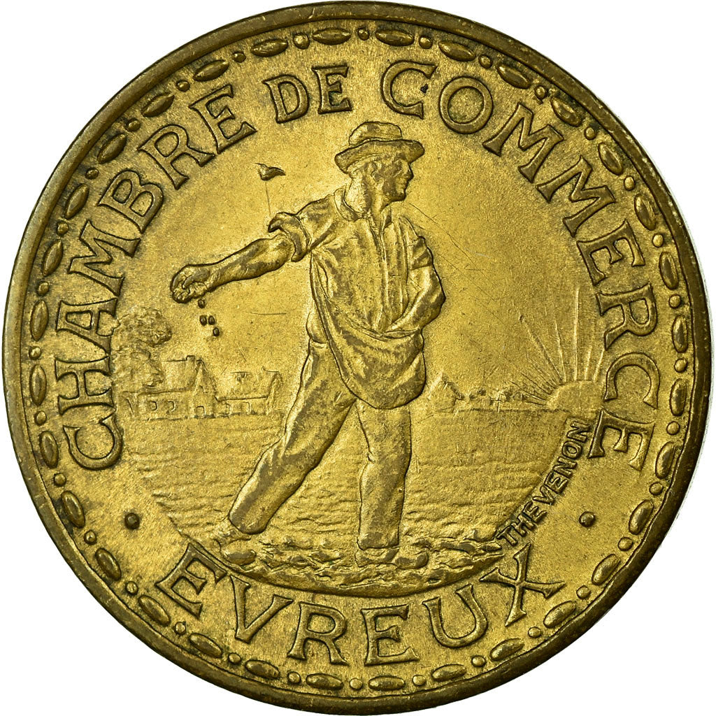 Coin, France, Chambre de Commerce, Evreux, 1 Franc, 1922, MS(60-62), Brass
