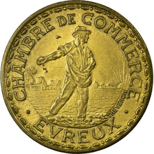 Coin, France, Chambre de Commerce, Evreux, 1 Franc, 1922, MS(60-62), Brass
