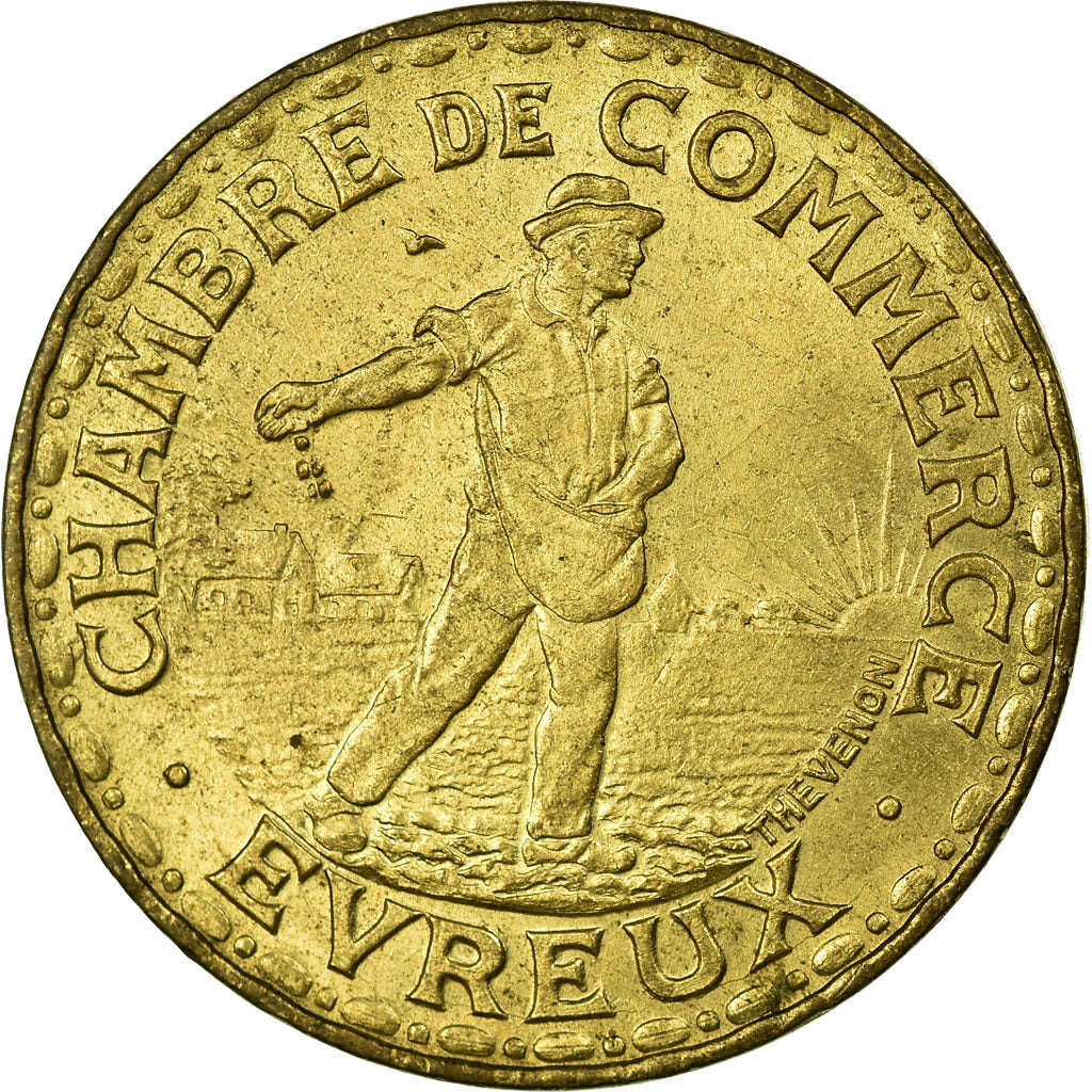 Münze, Frankreich, Chambre de Commerce, Evreux, 2 Francs, 1922, VZ+, Messing