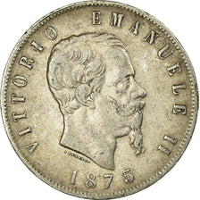Coin, Italy, Vittorio Emanuele II, 5 Lire, 1875, Milan, VF(20-25), Silver