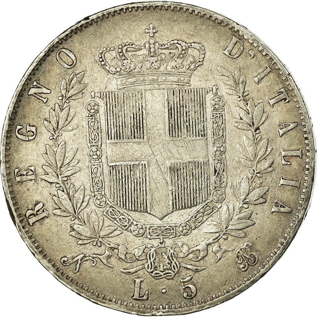 Coin, Italy, Vittorio Emanuele II, 5 Lire, 1864, Naples, EF(40-45), Silver