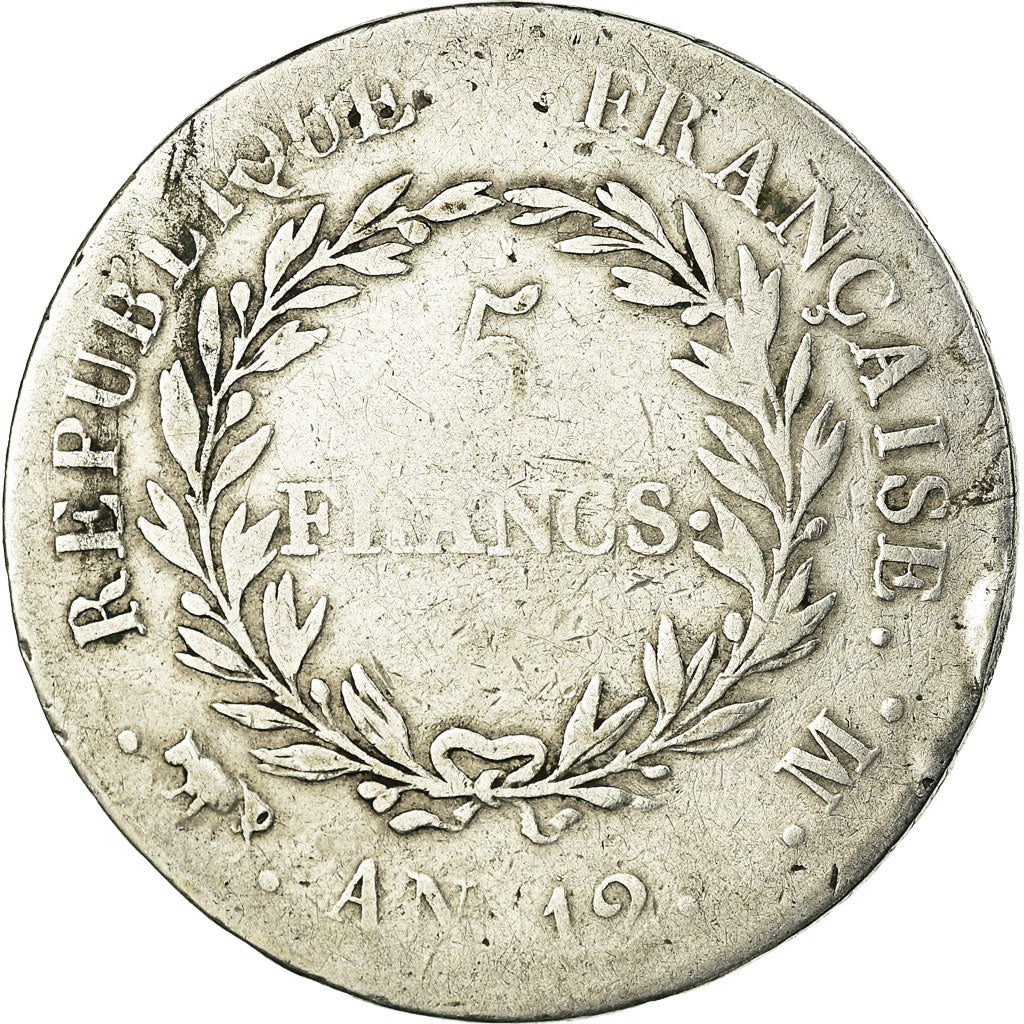 Moneta, Francia, Napoleon I, 5 Francs, An 12, Toulouse, B+, Argento, Gadoury:577