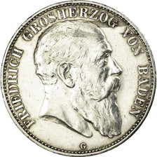 Coin, German States, BADEN, Friedrich I, 5 Mark, 1907, EF(40-45), Silver, KM:274