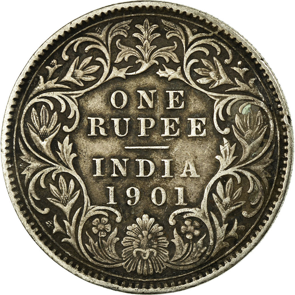 Coin, INDIA-BRITISH, Victoria, Rupee, 1901, Calcutta, VF(30-35), Silver, KM:492
