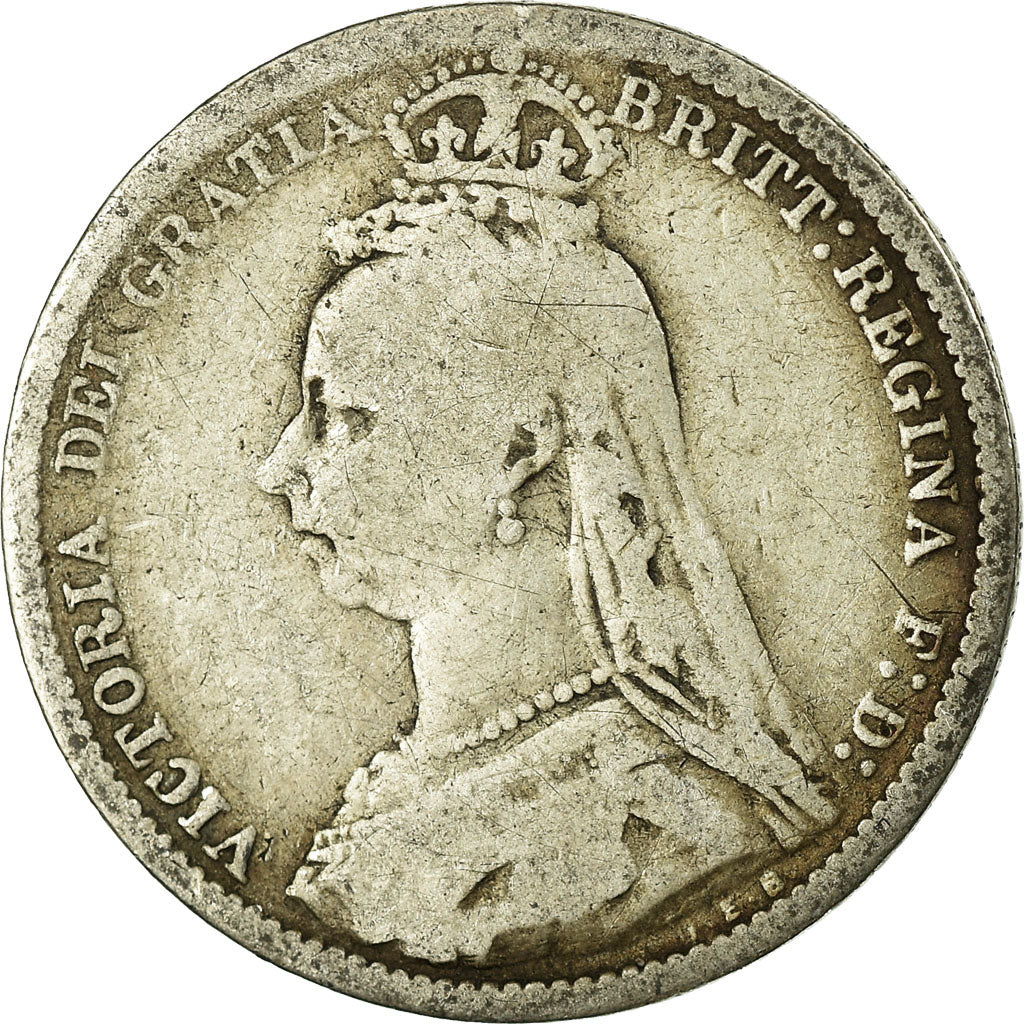 Coin, Great Britain, Victoria, 6 Pence, 1889, F(12-15), Silver, KM:760