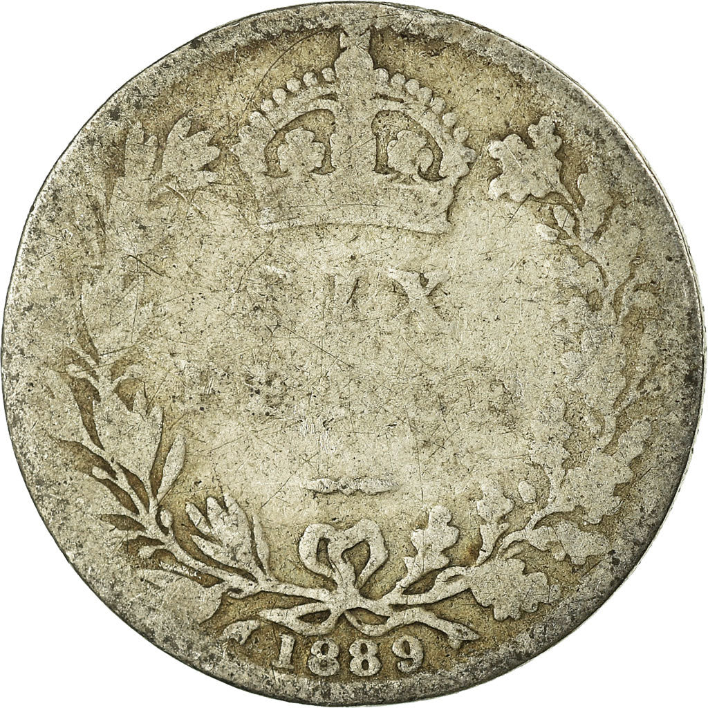 Coin, Great Britain, Victoria, 6 Pence, 1889, F(12-15), Silver, KM:760