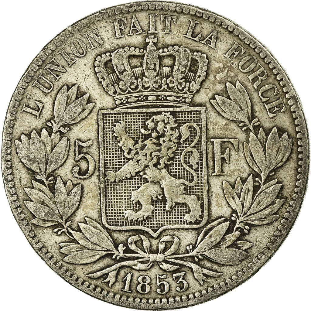 Coin, Belgium, Leopold I, 5 Francs, 5 Frank, 1853, VF(30-35), Silver, KM:17