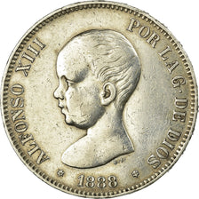 Coin, Spain, Alfonso XIII, 5 Pesetas, 1888, Madrid, EF(40-45), Silver, KM:689