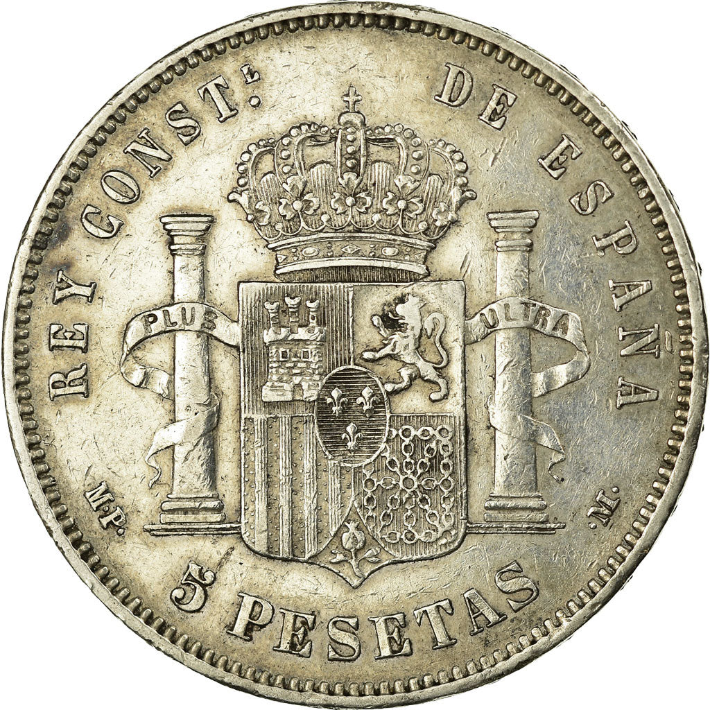 Coin, Spain, Alfonso XIII, 5 Pesetas, 1888, Madrid, EF(40-45), Silver, KM:689