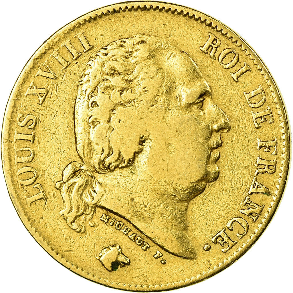 Moneta, Francia, Louis XVIII, Louis XVIII, 40 Francs, 1818, Lille, MB+, Oro
