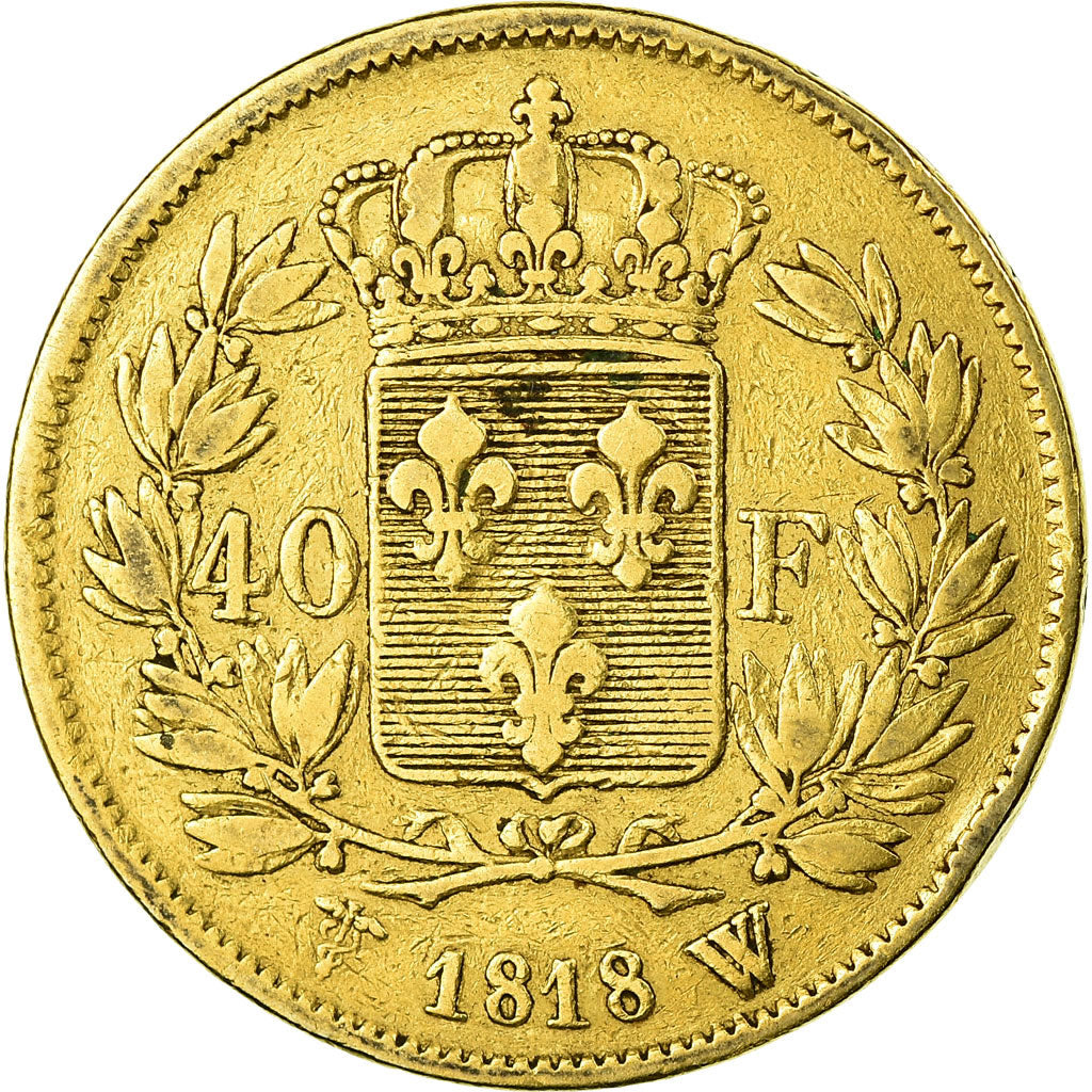 Moneta, Francia, Louis XVIII, Louis XVIII, 40 Francs, 1818, Lille, MB+, Oro