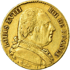 Moneta, Francja, Louis XVIII, 20 Francs, 1814, Paris, VF(30-35), Złoto