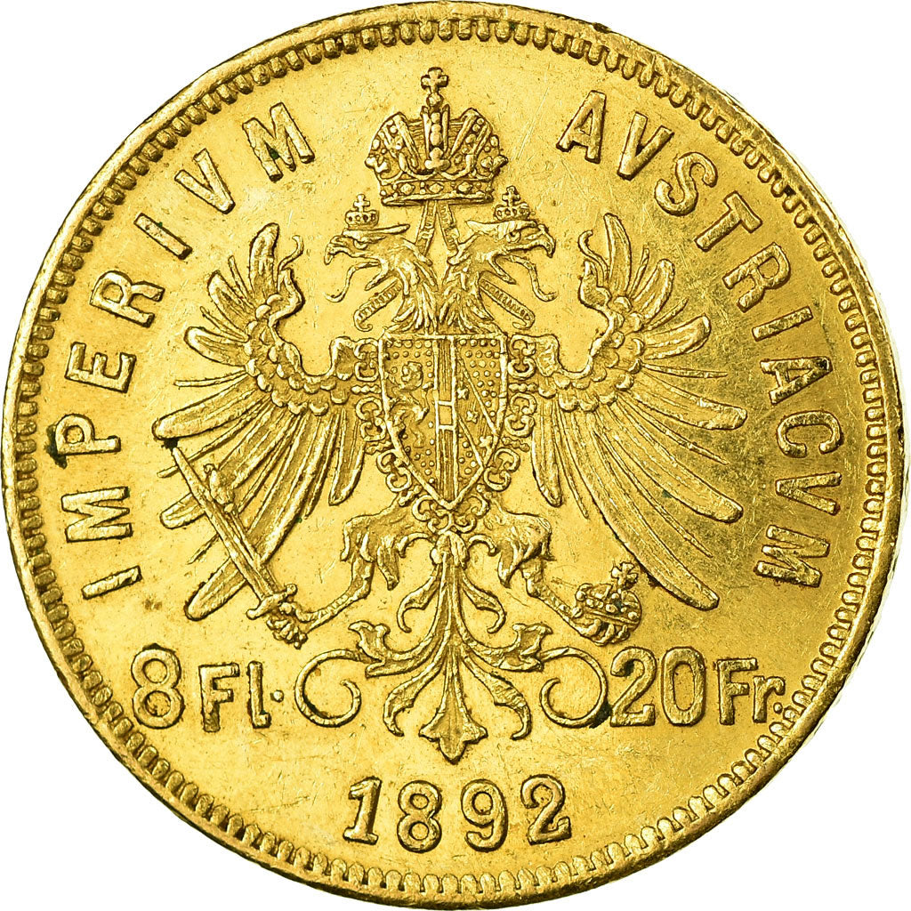 Monnaie, Autriche, Franz Joseph I, 8 Florins-20 Francs, 1892, Refrappe