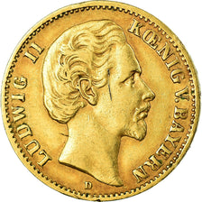 Coin, German States, BAVARIA, Ludwig II, 10 Mark, 1874, Munich, EF(40-45), Gold