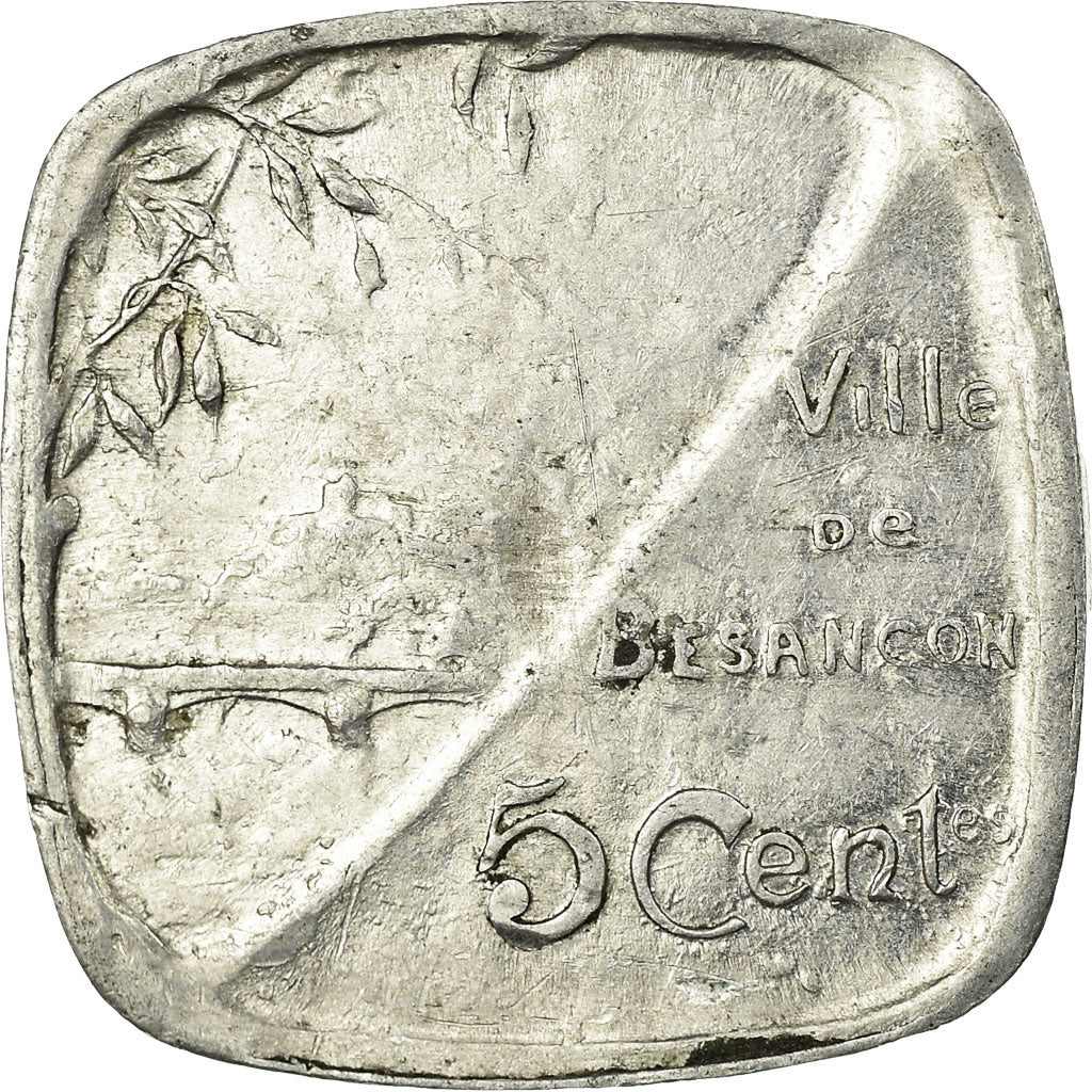 Moneta, Francja, Ville de Besançon, Besançon, 5 Centimes, 1917, AU(50-53)