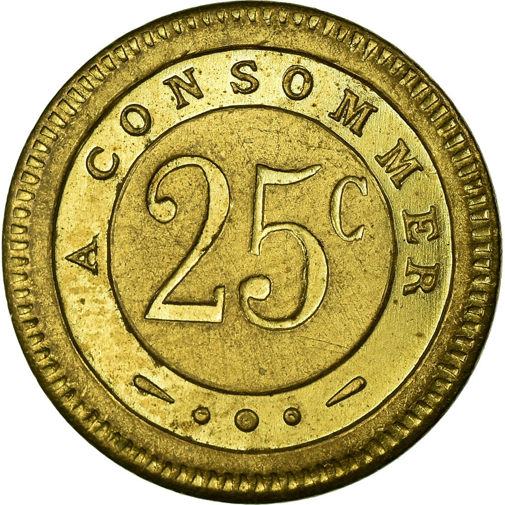 Coin, France, G. Joly, Besançon, 25 Centimes, MS(60-62), Brass
